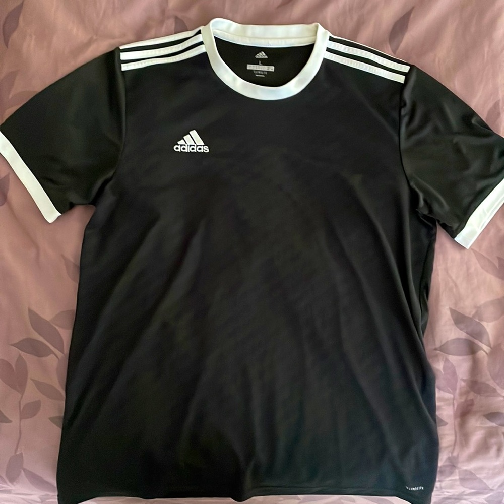 Adidas climalite black and white stripes size large